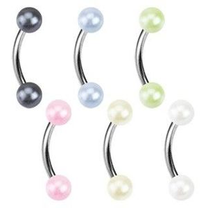 Piercing do obočí - dvě barevné perličky - Rozměr: 1, 2 mm x 9 mm x 3 mm, Barva piercing: Šedá obraz