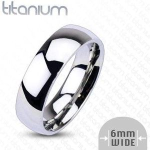 Titanový prsten stříbrné barvy - zrcadlově lesklý povrch, 6 mm - Velikost: 50 obraz