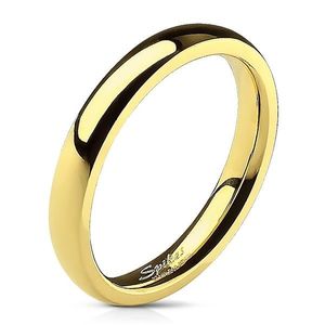 Ocelový prsten zlaté barvy se zrcadlovým leskem - 3 mm - Velikost: 48 obraz