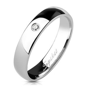 Ocelový prsten - čirý zirkon 4 mm - Velikost: 48 obraz