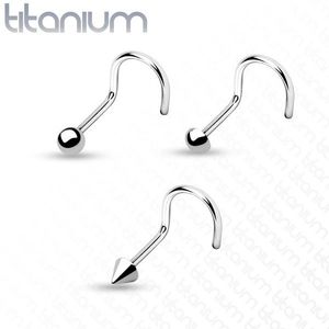 Titanový piercing do nosu - zahnutý, různé hlavičky, 0, 8 mm - Tvar hlavičky: Kulička obraz