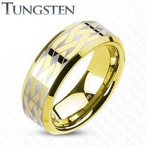 Wolframový prsten s keltským uzlem zlaté barvy - Velikost: 49 obraz