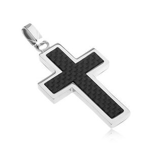 Ocelový kříž - ozdoba s karbonovým designem obraz
