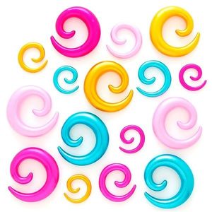 Expander do ucha - různobarevné lesklé spirály - Tloušťka : 10 mm, Barva piercing: Růžová obraz
