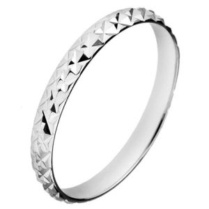 Stříbrný třpytivý prsten 925 - vystouplé kosočtverce - Velikost: 50 obraz