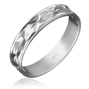 Prsten ze stříbra 925 - gravírované paprsky po obvodu - Velikost: 55 obraz
