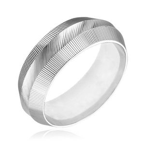 Prsten ze stříbra 925 - zúžený, vroubkovaný povrch - Velikost: 50 obraz