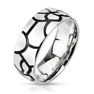 Ocelový prsten - imitace černých prasklin - Velikost: 57 obraz