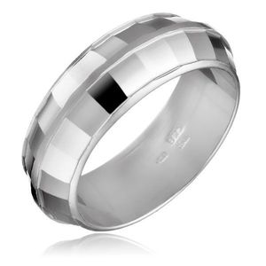 Stříbrný prsten 925 - DISCO, lesklé čtverečky - Velikost: 50 obraz
