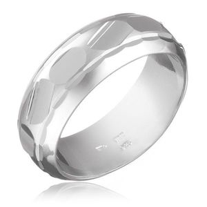 Prsten ze stříbra 925 - broušené nepravidelné tvary uprostřed - Velikost: 49 obraz