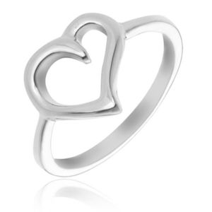 Prsten ze stříbra 925 - obrys nepravidelného srdce - Velikost: 49 obraz