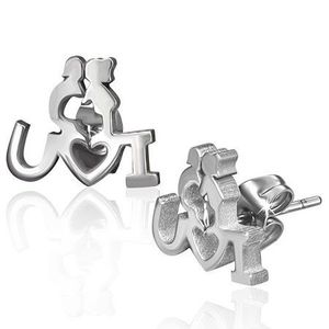 Puzetové ocelové náušnice - zamilovaný párek s vyznáním lásky obraz