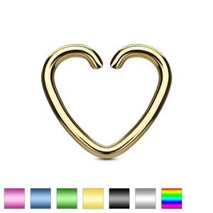 Falešný piercing do ucha z titanu - barevné srdce - Barva piercing: Stříbrná obraz