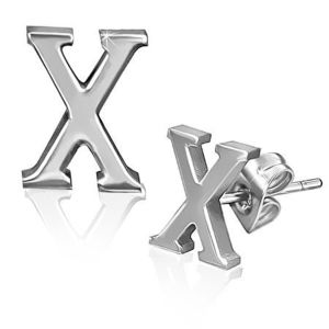 Ocelové náušnice - hladký tvar písmene X obraz