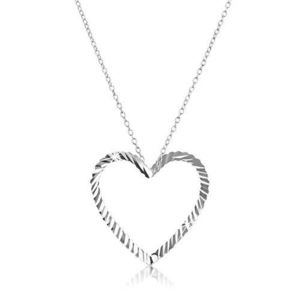 Stříbrný náhrdelník 925 - řetízek s vlnitou konturou srdce obraz