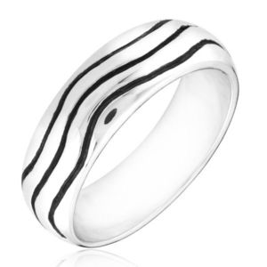 Stříbrný prsten 925 - zaoblený kroužek s vlnkami - Velikost: 49 obraz