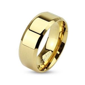 Prsten z oceli ve zlaté barvě se zkosenými hranami, 8 mm - Velikost: 59 obraz