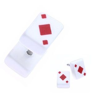 Falešný akrylový plug do ucha - hrací karta, červené kára obraz