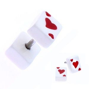 Fake plug z akrylu s hrací kartou - symbol srdce obraz