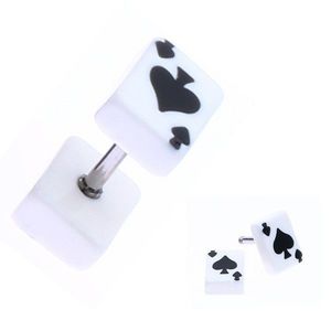 Fake plug z akrylu s hrací kartou - symbol piky obraz