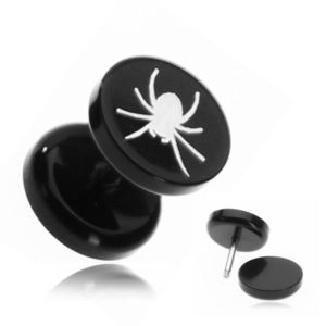 Fake piercing do ucha z akrylu - pavouk v černém kruhu obraz