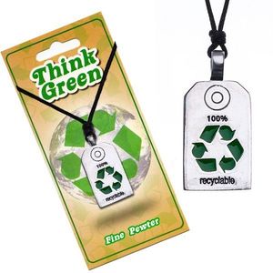 EKO náhrdelník - lesklá známka se symbolem recyklace obraz