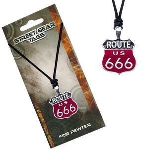 Černočervený náhrdelník na šňůrce, značka Route 666 obraz