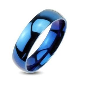Modrá kovová obrúčka - hladký prsteň so zrkadlovým leskom - Velikost: 49 obraz