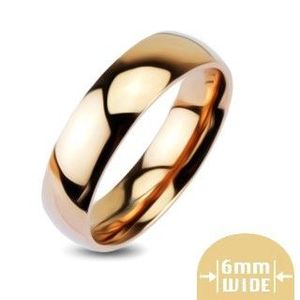 Zaoblený lesklý kovový prstýnek ve zlatorůžové barvě - Velikost: 48 obraz
