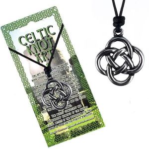 Černý šňůrkový náhrdelník, keltský uzel ze čtyř smyček obraz
