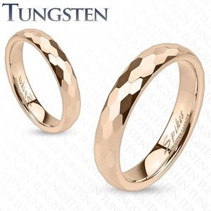 Tungstenový prstýnek - zlatorůžový, broušení do šestihranů - Velikost: 47 obraz