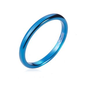 Prsten z tungstenu - hladký modrý kroužek, zaoblený, 2 mm - Velikost: 47 obraz