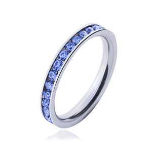 Prsten z chirurgické oceli - světle modré kamínky - Velikost: 50 obraz