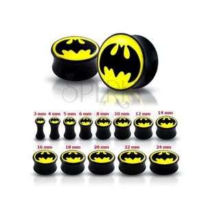 Lesklý černý plug do ucha - Batman - Tloušťka : 12 mm obraz
