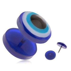 Okrouhlý akrylový fake plug do ucha, modré oko obraz