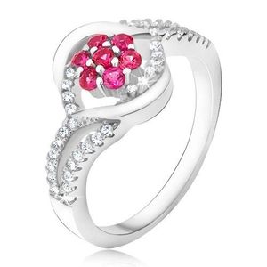 Prsten ze stříbra 925, růžový zirkonový květ, rty - Velikost: 49 obraz