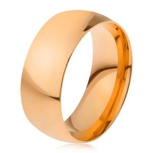Prsten z oceli 316L zlaté barvy, lesklý hladký povrch, 8 mm - Velikost: 56 obraz
