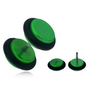 Falešný plug do ucha, lesklá zelená akrylová kolečka obraz