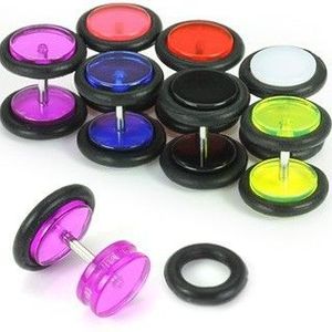 Akrylový fake plug do ucha, barevná kolečka - Barva piercing: Černá obraz