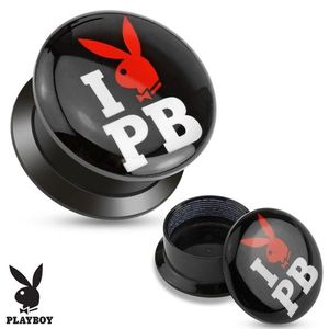 Černý šroubovací plug z akrylu - I love Playboy - Tloušťka : 10 mm obraz