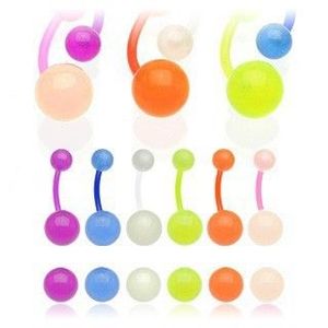 Piercing do pupíku s poloprůsvitnými kuličkami - Barva piercing: Růžová obraz