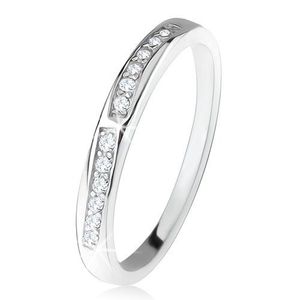 Lesklý prsten, dvě zaoblené čiré zirkonové linie, stříbro 925 - Velikost: 50 obraz