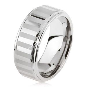 Wolframový prsten stříbrné barvy, lesklé a matné pásky - Velikost: 62 obraz