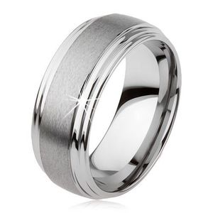 Hladký wolframový prsten, jemně vypouklý, matný povrch, stříbrná barva - Velikost: 49 obraz