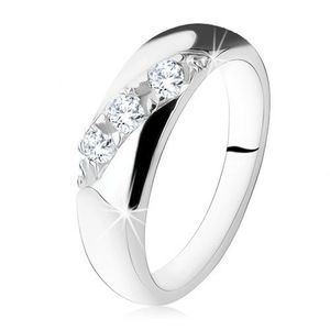 Zásnubní prsten, diagonální linie kulatých čirých zirkonů, stříbro 925 - Velikost: 49 obraz