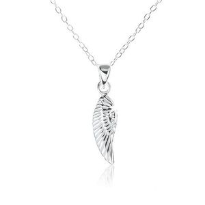 Stříbrný náhrdelník 925, ozdobně gravírované andělské křídlo obraz