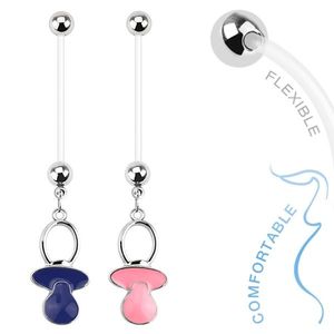 Piercing do bříška z bioflexu pro těhotné ženy, barevný dudlík - Barva piercing: Modrá obraz