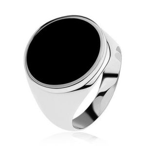 Prsten ze stříbra 925 s černým glazovaným kruhem - Velikost: 57 obraz