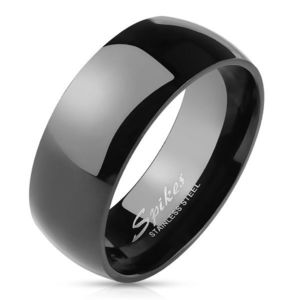Ocelový prsten černé barvy, lesklý a hladký povrch, 8 mm - Velikost: 64 obraz