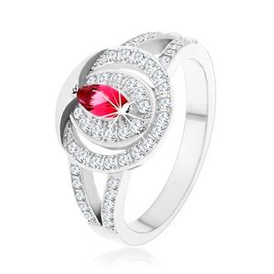 Stříbrný 925 prsten, čirá zirkonová obroučka s růžovým zirkonem - Velikost: 49 obraz